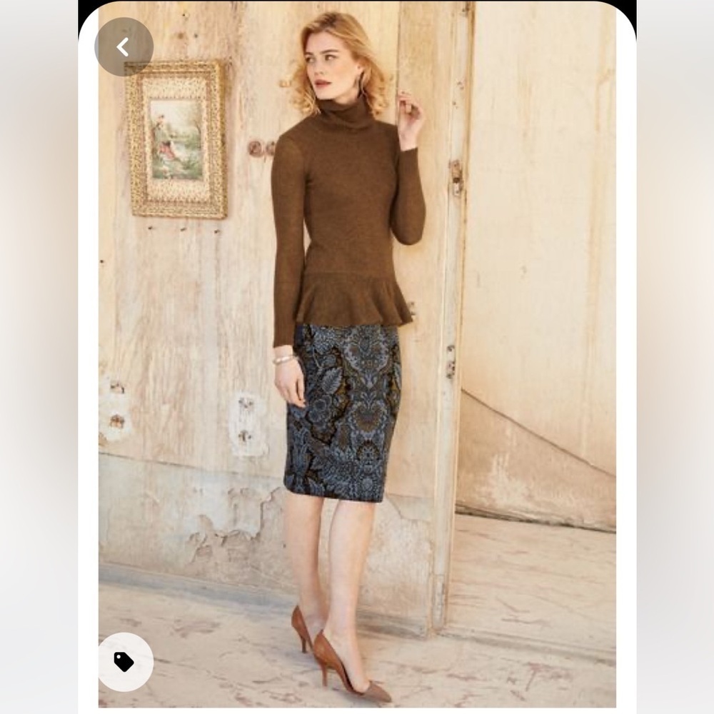 Puruvian Connection Brocade Pima Cotton Pencil Skirt. Size XL. P/M